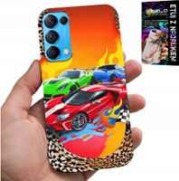 ETUI DO OPPO RENO5 4G 5G - DLA DZIECI, SAMOCHODY WYŚCIGOWE + SZKŁO