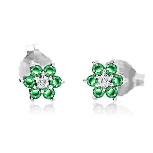 kolczyki kwiatki ze szmaragdami i diamentami - kbd0500e na Arena.pl