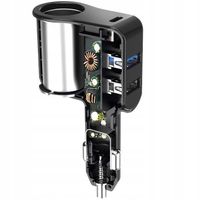 SZYBKA Ładowarka samochodowa do auta USB-C +2x USB +gniazdo zapalniczki 45W