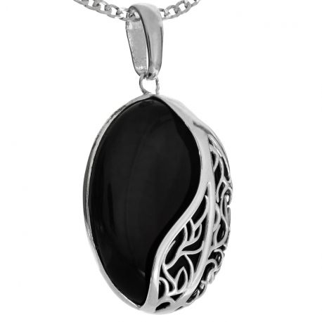 SREBRNY OKAZAŁY WISIOR Z ONYKSEM SREBRO PRÓBY 925 zdjęcie 1