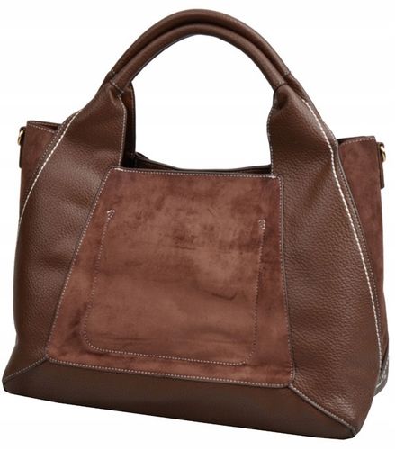BESTINI torebka damska SHOPPER na ramię A4 ZAMSZ czekolada shopper na Arena.pl