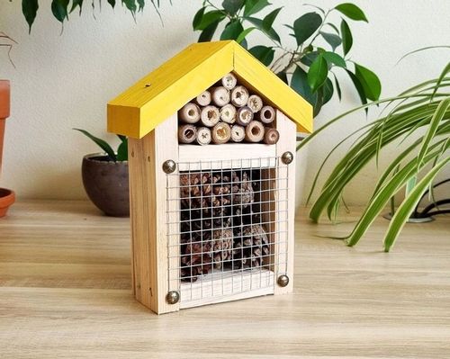 Domek, hotel dla owadów Toraf DIY1 żółty - do samodzielnego złożenia na Arena.pl