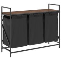 Kosz na pranie 3 przegrody z półką, brązowy dąb