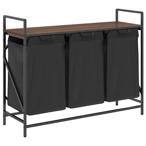 Kosz na pranie 3 przegrody z półką, brązowy dąb na Arena.pl