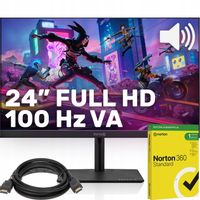 MONITOR GAMINGOWY 24 CALE FULL HD VA 100Hz GŁOŚNIKI USB-C HDMI + NORTON 360