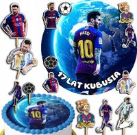 ZESTAW OPŁATEK NA TORT 20CM + TOPPERY PAPIEROWE - MESSI IMIĘ 15CM 18CM