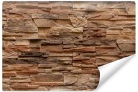 Fototapeta Do Salonu Brązowy KAMIEŃ Łupek Mur Abstrakcja 3D 315cm x 210cm
