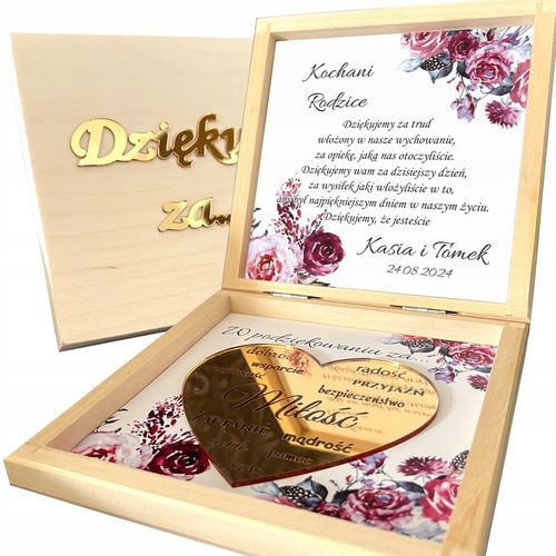 Podziękowania dla Rodziców Dziadków Chrzestnych ślub wesele ZŁOTE NAPISY 3D na Arena.pl