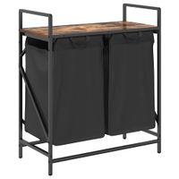 Kosz na pranie 2 przegrody z półką, przydymiony dąb