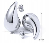 Srebrne Kolczyki 925 Duże Krople Łezki Sztyfty Srebro 925