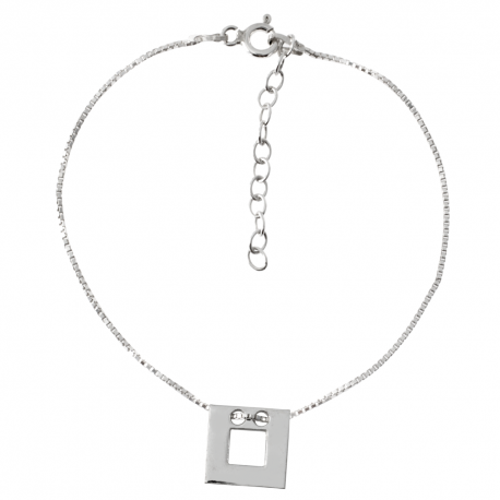 SREBRNA BRANSOLETKA CELEBRYTKA KWADRAT Z DZIURKĄ PRÓBA SREBRA 925 GRAWER GRATIS zdjęcie 2