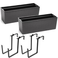 Komplet 2 sztuk Kwietnik BEGONIA rattan + uchwyt 19 x 56 x 19,5 cm Grafit metalik