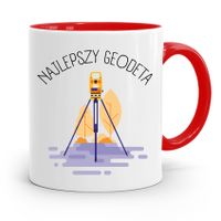 Kubek Czerwony Dla Geodety Najlepszy Geodeta Z Nadrukiem Ze Zdjęciem