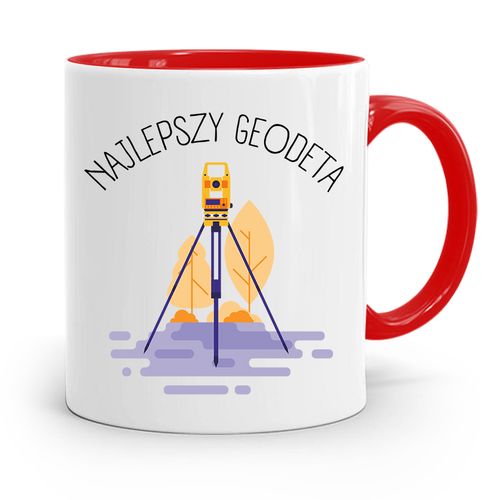 Kubek Czerwony Dla Geodety Najlepszy Geodeta Z Nadrukiem Ze Zdjęciem na Arena.pl
