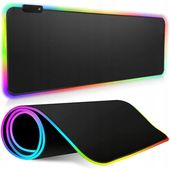 PODKŁADKA POD MYSZKĘ GAMINGOWA RGB DUŻA PODŚWIETLANA MATA NA BIURKO LED XXL