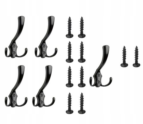 Wieszak 5Szt Na Ubrania Klucze Przedpokój Ścienny Loft Haczyki Czarny na Arena.pl