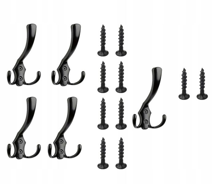 Wieszak 5Szt Na Ubrania Klucze Przedpokój Ścienny Loft Haczyki Czarny zdjęcie 5