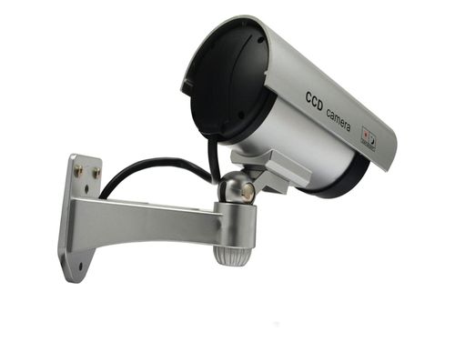 Kamera atrapa led monitoring zewnętrzna ścienna z diodą migająca srebrny na Arena.pl