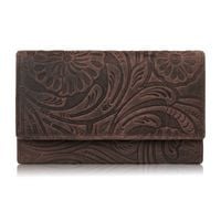 portfel damski skórzany vintage w kwiaty brązowy duży paolo peruzzi