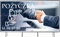 BANER REKLAMOWY 130x80cm projekt w cenie różne wzory POŻYCZKA OD 5000ZŁ