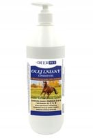OLEJ LNIANY 100% NATURALNY DODATEK PASZOWY DLA KONI 1 L DEER PET