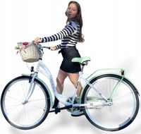 LEKKI ROWER MIEJSKI 28 DAMSKI DAMKA KOSZ WIKLINOWY WYŚCIÓŁKA
