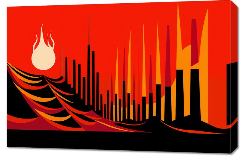 Obraz 90x60cm Miejski Krwisty Ogień zdjęcie 1
