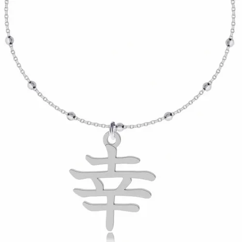 Kanji japoński znak szczęścia szczęście srebrny komplet kulkowy srebro 925 na Arena.pl