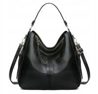 TOREBKA Czarna Damska Eko Skóra Miejska Pojemna Do Ręki na Ramię Pasek