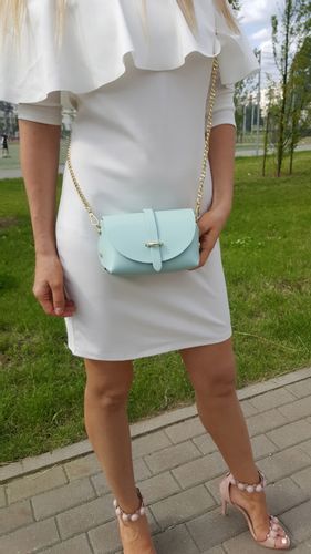 TOREBKA skórzana listonoszka z łańcuszkiem mini V144 musztardowa na Arena.pl