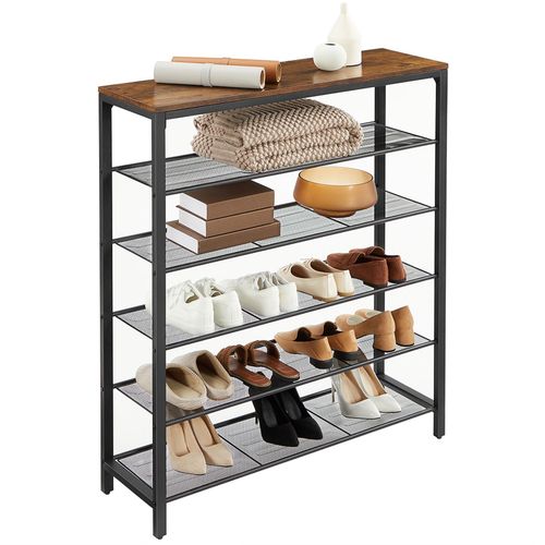 Regał do przedpokoju na buty loft z półką brązowy 5 poziomów na Arena.pl