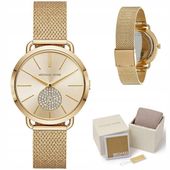 ZŁOTY ZEGAREK DAMSKI MICHAEL KORS MK3844 - PORTIA + PUDEŁKO NA PREZENT