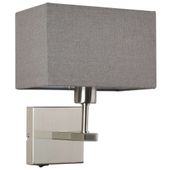 Klasyczna LAMPA ścienna NORTE WL-1122-1-A-SN-RC-GR Italux prostokątna OPRAWA abażurowy kinkiet nikiel szary