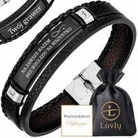 Bransoletka skórzana dla MĘŻA z GRAWEREM NA PREZENT DZIEŃ CHŁOPAKA ROCZNICA