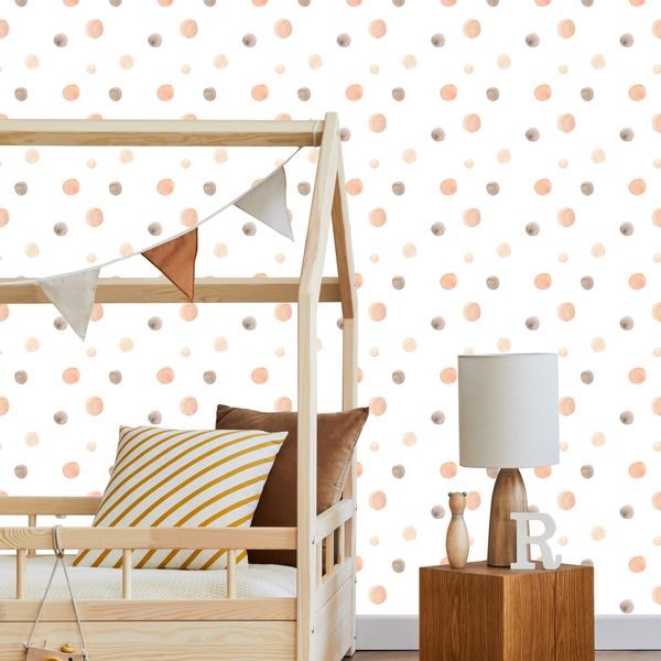 Tapeta Ścienna Dla Dzieci Akwarelowe GROSZKI Kropki Styl Boho zdjęcie 8