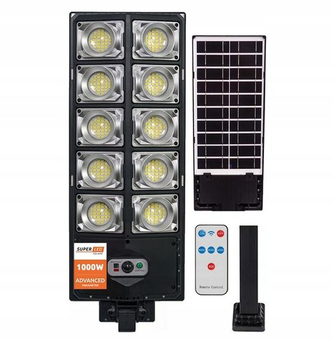 Lampa solarna LED 1000W Latarnia uliczna z czujnik + uchwyt + pilot na Arena.pl