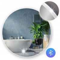 LUSTRO ŁAZIENKOWE LED 60 cm PODŚWIETLANE DOTYK ANTYPARA BLUETOOTH RYFLOWANE
