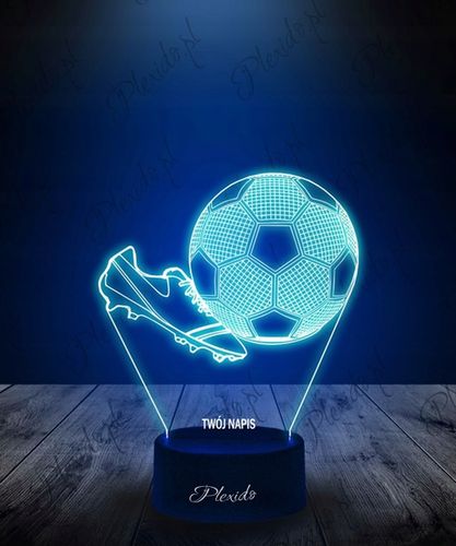 Lampka Nocna 3D LED Dla Dzieci Piłka Nożna Korki Twój Napis Imię Prezent na Arena.pl