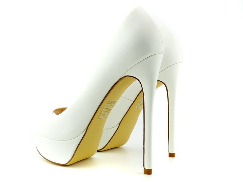 Białe matowe szpilki na platformie ekoskóra 37 zdjęcie 4