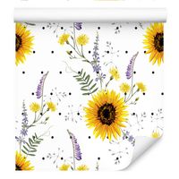 Tapeta do salonu słoneczniki kwiaty polne liście