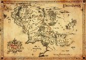 Antyczna Mapa na Pergaminie - Władca Pierścieni Lord of the Rings - Edycja Kolekcjonerska - plakat premium 66,5x46,5 cm