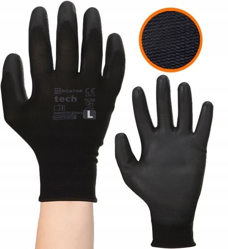 rękawice robocze mercator tech black+black pu - l - 1 para na Arena.pl