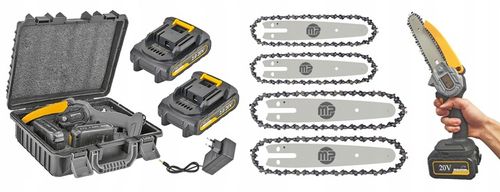 AKUMULATOROWA PILARKA PIŁA ŁAŃCUCHOWA 6 CALI 2x AKU 4 ŁAŃCUCHY 4 PROWADNICE na Arena.pl