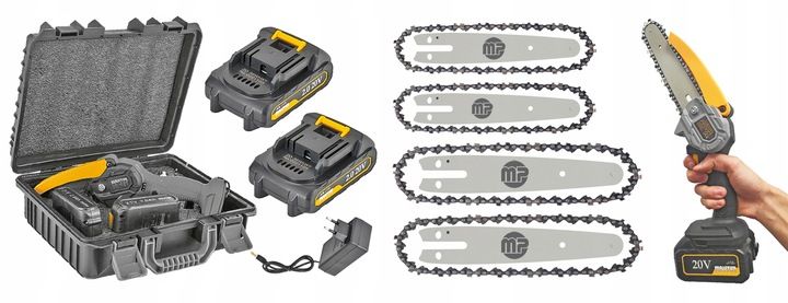 AKUMULATOROWA PILARKA PIŁA ŁAŃCUCHOWA 6 CALI 2x AKU 4 ŁAŃCUCHY 4 PROWADNICE zdjęcie 10