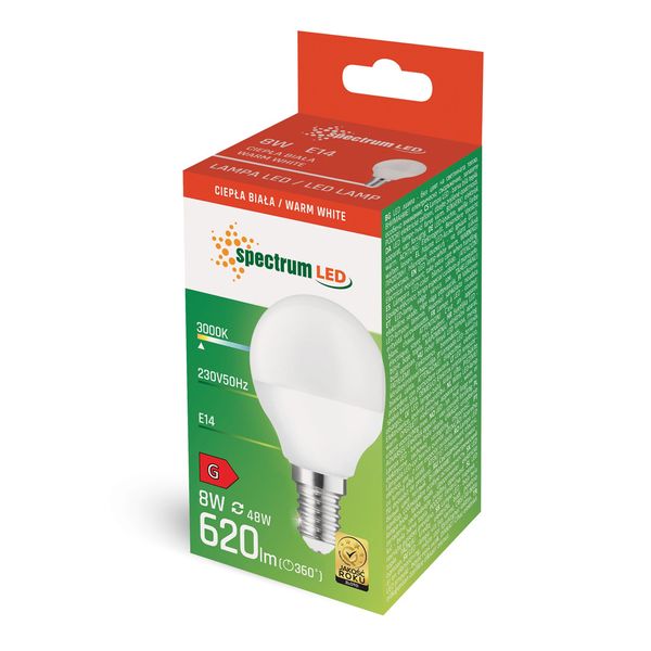 LED KULKA E-14 230V 8W WW SPECTRUM zdjęcie 2