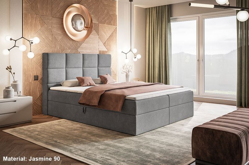 Kontynentalne łóżko tapicerowane Box V 180x200  topper gratis! zdjęcie 7