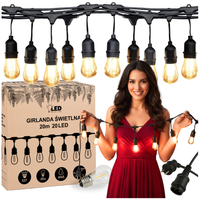 Girlanda świetlna ogrodowa 20m x 20 żarówek e27 ip65 całoroczna wodoodporna