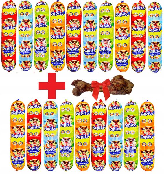 19x1KG Karma dla psa baton PAPITO 83% mięsa + GRATIS zdjęcie 1