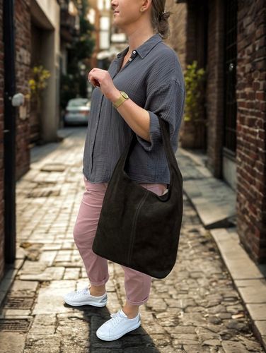 CZEKOLADOWA ZAMSZOWA TOREBKA WOREK BRĄZOWA TOREBKA ZAMSZ NATURALNY ZAMEK A4 na Arena.pl