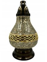 Znicz Lampion Karafka Witraż Lustro Biało-złoty piękne zdobieniee 38cm!